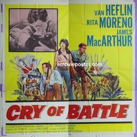 C145 CRY OF BATTLE six-sheet movie poster '63 Van Heflin, Rita Moreno