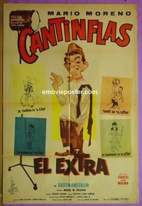 C513 EL EXTRA Argentinean movie poster '62 Cantinflas