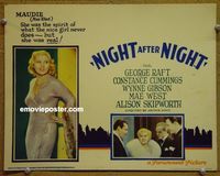 L322 NIGHT AFTER NIGHT lobby card '32 great Mae West image!