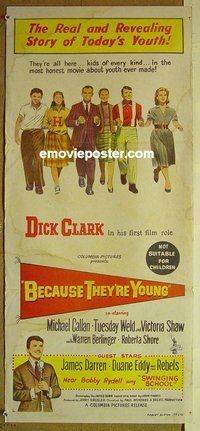 p082 BECAUSE THEY'RE YOUNG Australian daybill movie poster '60 T. Weld