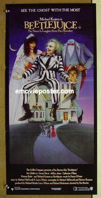 p083 BEETLEJUICE Australian daybill movie poster '88 Alec Baldwin, Keaton