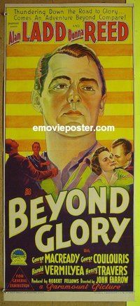 p087 BEYOND GLORY Australian daybill movie poster '48 Alan Ladd, Donna Reed