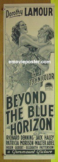 p088 BEYOND THE BLUE HORIZON Australian daybill movie poster '42 Lamour