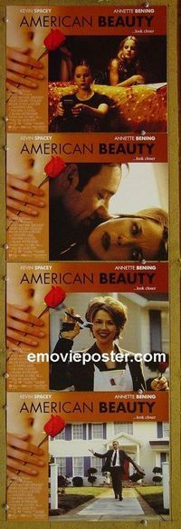 n068 AMERICAN BEAUTY 4 lobby cards '99 Kevin Spacey