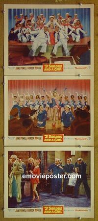 n134 3 SAILORS & A GIRL 3 lobby cards '54 Jane Powell, MacRae