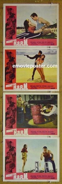 n065 AGENT FOR HARM 4 lobby cards '66 Mark Richman