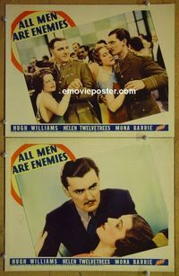 n225 ALL MEN ARE ENEMIES 2 lobby cards '34 Helen Twelvetrees