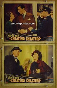 n247 CHEATING CHEATERS 2 lobby cards '34 Fay Wray, Romero