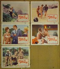 n028 CODE 7 VICTIM 5 5 lobby cards '64 Lex Barker, Ronald Fraser