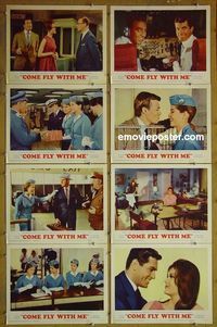 m170 COME FLY WITH ME complete set of 8 lobby cards '63 Dolores Hart, O'Brian