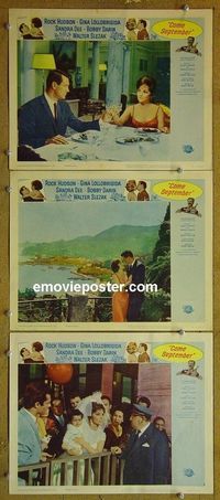 n147 COME SEPTEMBER 3 lobby cards '61 Sandra Dee, Lollobrigida