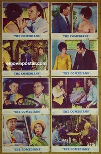 m172 COMEDIANS complete set of 8 lobby cards '67 Richard Burton, Liz Taylor