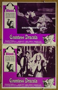 n253 COUNTESS DRACULA 2 lobby cards '72 Hammer, Ingrid Pitt