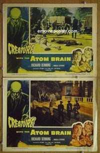 n256 CREATURE WITH THE ATOM BRAIN 2 lobby cards '55 Denning