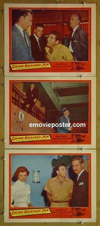 n149 CRIME AGAINST JOE 3 lobby cards '56 Julie London, Bromfield