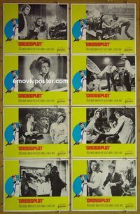 m184 CROSSPLOT complete set of 8 lobby cards '70 Roger Moore spy thriller!