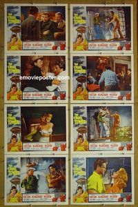 m185 CRUEL TOWER complete set of 8 lobby cards '56 John Ericson, skyscraper!