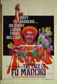 r600 FACE OF FU MANCHU one-sheet movie poster '65 Christopher Lee