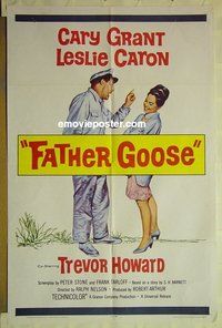 r608 FATHER GOOSE one-sheet movie poster '65 Cary Grant, Leslie Caron