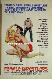 r613 FEMALE WRESTLERS one-sheet movie poster '70s down n dirty!