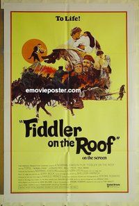 r614 FIDDLER ON THE ROOF style C one-sheet movie poster '72 Topol, Picon