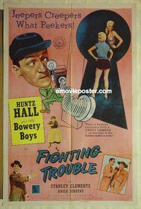 r616 FIGHTING TROUBLE one-sheet movie poster '56 Bowery Boys