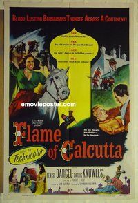 r627 FLAME OF CALCUTTA one-sheet movie poster '53 Denise Darcel