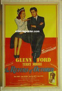 s141 RETURN OF OCTOBER one-sheet movie poster R55 Glenn Ford, Terry Moore