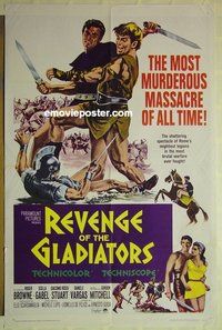 s146 REVENGE OF SPARTACUS one-sheet movie poster '65 Italian epic!