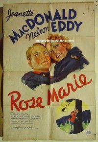 s161 ROSE MARIE one-sheet movie poster '36 Jeanette MacDonald, Nelson Eddy