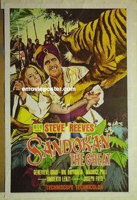 s170 SANDOKAN THE GREAT signed one-sheet movie poster '65 Steve Reeves