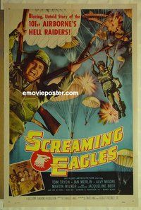 s188 SCREAMING EAGLES one-sheet movie poster '56 Tom Tryon, Airborne!