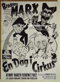 v525 AT THE CIRCUS Danish movie poster R80s The Marx Brothers!