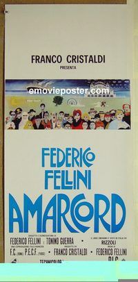 v594 AMARCORD Italian locandina R70s Federico Fellini classic comedy, really cool different art!