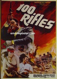 v789 100 RIFLES Pakistani movie poster '69 Jim Brown, Raquel Welch