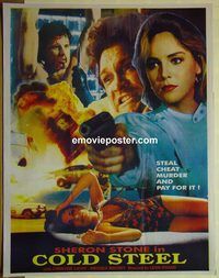 v819 COLD STEEL Pakistani movie poster '87 Sharon Stone