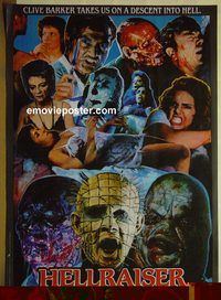 v871 HELLRAISER Pakistani movie poster '87 Clive Barker, Pinhead!