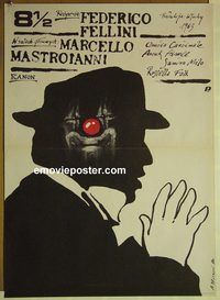 v269 8 1/2 Polish movie poster R89 Federico Fellini, Pagowski art!