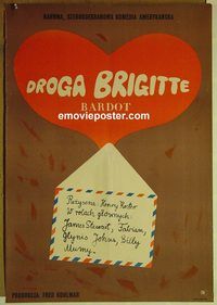 v318 DEAR BRIGITTE Polish movie poster '65 T. Neugebauer art!