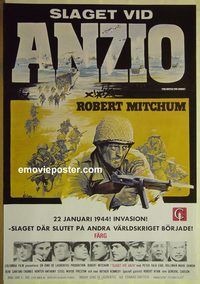 v475 ANZIO Swedish 29x39 '68 Robert Mitchum, Peter Falk