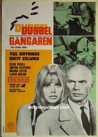 v480 DOUBLE MAN Swedish 29x39 '67 Yul Brynner, Britt Ekland