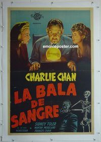 y197 CHARLIE CHAN IN BLACK MAGIC linen Argentinean movie poster '44