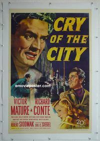 y326 CRY OF THE CITY linen one-sheet movie poster '48 film noir, Mature