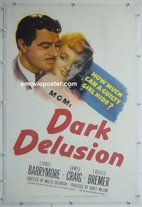 y328 DARK DELUSION linen one-sheet movie poster '47 Bremer, L. Barrymore