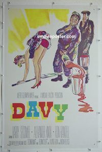 y329 DAVY linen one-sheet movie poster '57 English Ealing comedy!