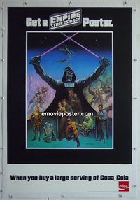 y342 EMPIRE STRIKES BACK linen 1sh movie poster '80 Coca-Cola!