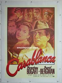 y221 CASABLANCA linen Swedish movie poster R80s Bogart, Bergman