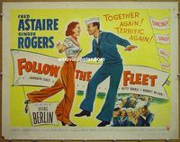 z256 FOLLOW THE FLEET half-sheet movie poster R53 Astaire & Rogers