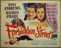 z261 FORBIDDEN STREET half-sheet movie poster '49 Dana Andrews, O'Hara