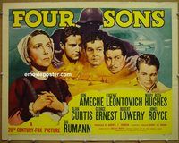 z267 FOUR SONS half-sheet movie poster '40 Don Ameche, Archie Mayo